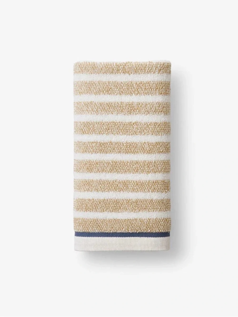 The Company Store 4 piece Beige & White Striped Towel set with Navy Accent